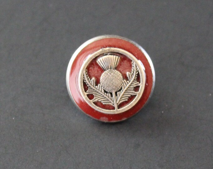 Scottish thistle lapel pin, mens jewelry, Scottish jewelry, floral pin, unique gift, brick and silver