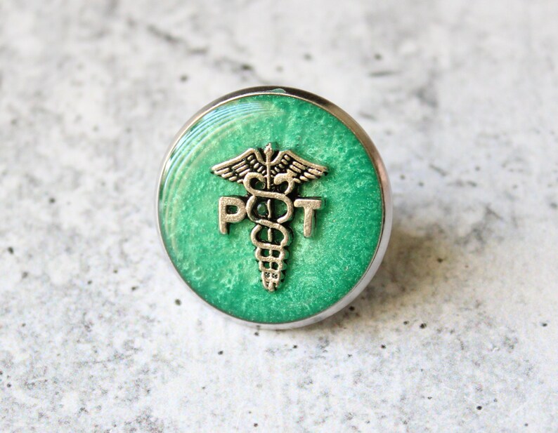 PT pinning ceremony aqua green white coat ceremony physical therapist pin