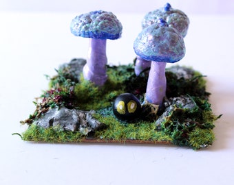 magical nymph in a mushroom forest diorama