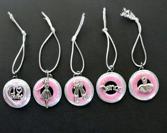 ballerina ornaments, set of 5, tabletop tree ornaments, miniature tree, ballet ornaments, dance ornaments