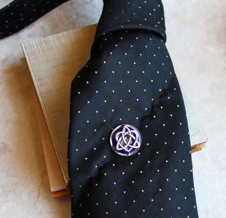 royal blue celtic knot tie tac wedding jewelry groomsmen gift anniversary gift Scottish wedding mens jewelry Irish wedding