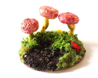 mushroom diorama, magical fairy garden decoration