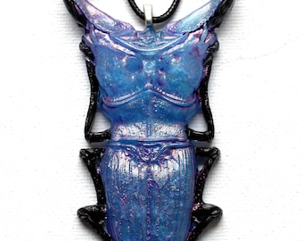 Large Stag Beetle Pendant Necklace, Gothic Dark Academia Insect Jewelry