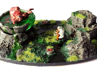 space horror diorama, mini landscape, The Explorer and the tentacle monster