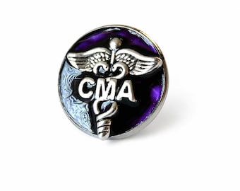 CMA Pin, Medical Assistant Caduceus Lapel Pin, Healthcare Professional Gift