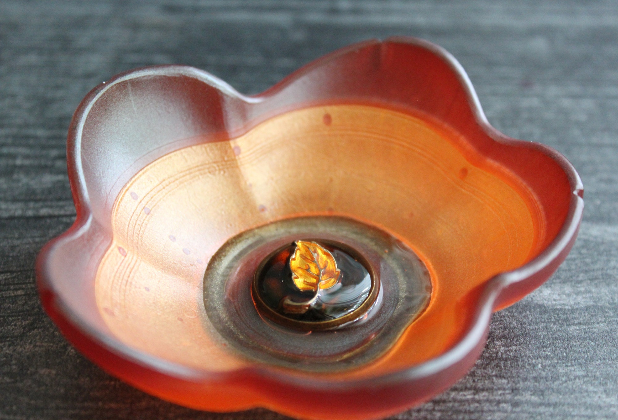 floral ring dish small flower bowl with bee black and gold candle holder trinket dish ring dish knick knack bowl