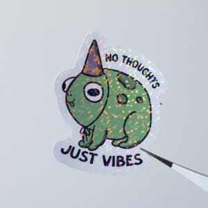 No Thoughts Just Vibes Frog Sticker