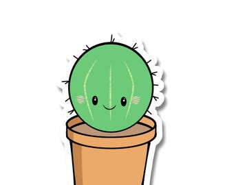 Sticker Kawaii Cactus | 3 inch waterdichte vinylsticker: