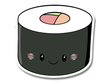 Pegatina Kawaii Maki Roll / Vinilo Impermeable de 7,6 cm (3") para Amantes del Sushi