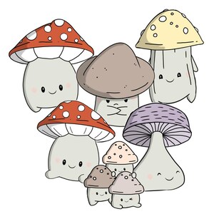 Kawaii Pilz 3-Zoll-Aufkleber Set | Kawaii Pilz Aufkleber wasserdicht langlebig Aufkleber Kawaii Aufkleber Vinyl Aufkleber, Pilz Aufkleber Set