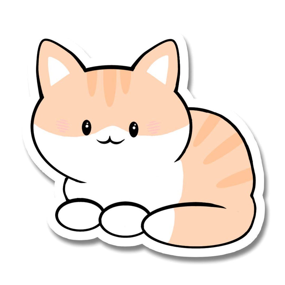 Kawaii Orange Cat Sticker | Waterproof Vinyl Laptop Decal - Etsy
