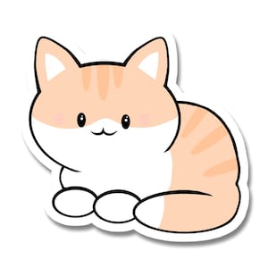 Cute Orange Cat 3 Inch Sticker  | Kawaii Cat Sticker Waterproof Durable Sticker Kawaii Sticker Vinyl Sticker Cute Cats Sticker,