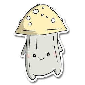 Süßer Mellow Mushroom 3-Zoll-Aufkleber | Kawaii Pilzaufkleber Wasserdichter langlebiger Aufkleber Kawaii Aufkleber Vinylaufkleber, entzückender Pilz