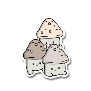 Kleine süße Pilze 7,5 cm Aufkleber | Kawaii Pilze Aufkleber wasserdicht langlebig Aufkleber Kawaii Aufkleber Vinyl Aufkleber, entzückende Pilze