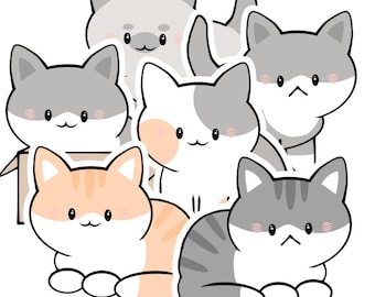 Kawaii Cat Sticker Set | Waterproof Vinyl Stickers