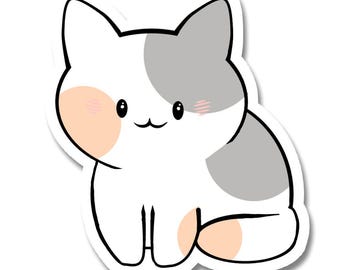 Kawaii Calico Cat Sticker | Waterproof Vinyl Laptop Decal