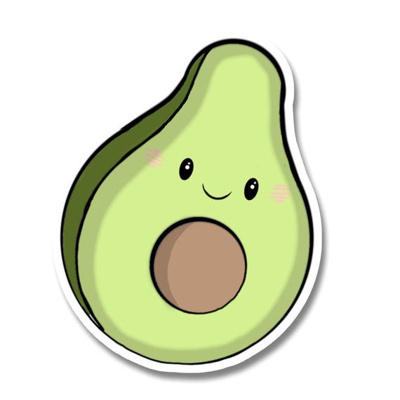 Pegatina de aguacate de 7,6 cm, impermeable y duradera, de vinilo