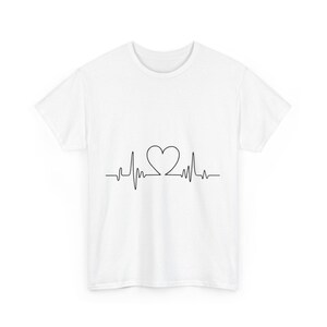 Heartbeat Love Unisex Tee, Perfect for Valentine&#39;s Day, Gifts for Couples, Casual Wear, Heartbeat Graphic Shirt