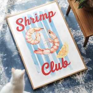 Shrimp Beach Vibe Wall Art | Summer Decor | Cottage Core Coastal | Shrimps Print | Ocean Theme Home