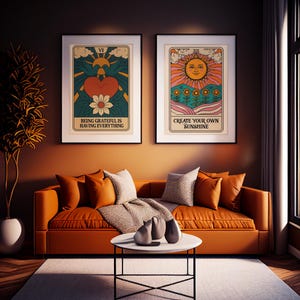 Arte de pared decorativo moderno / Cita afirmativa de la carta del tarot / Impresión en colores intensos / Regalo de arte colorido para el hogar