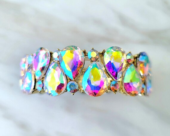 Adjustable Rhinestone Crystal Stretch Bracelet: G… - image 3