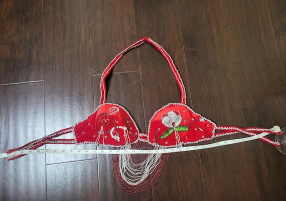 Egyptian professional belly dance red costume han… - image 6