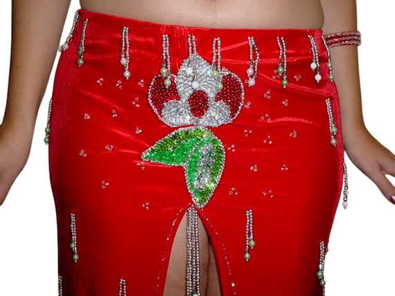 Egyptian professional belly dance red costume han… - image 2