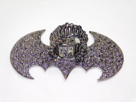 Vintage Rhinestone Bat ring Adjustable Stretch Ri… - image 4