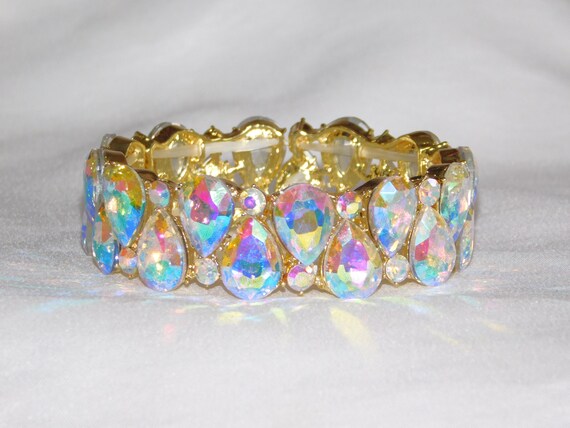 Adjustable Rhinestone Crystal Stretch Bracelet: G… - image 4