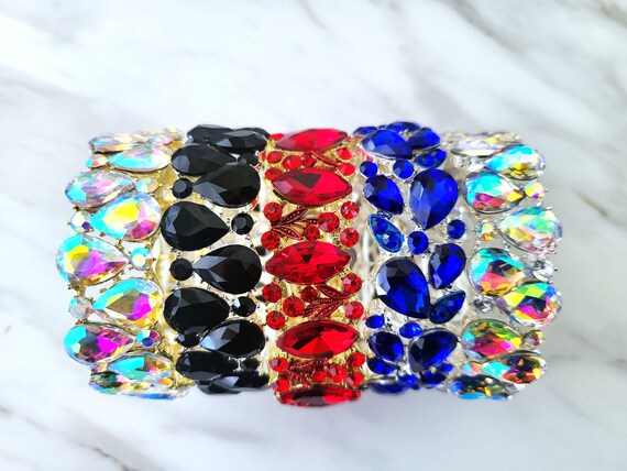 Adjustable Rhinestone Crystal Stretch Bracelet: G… - image 2