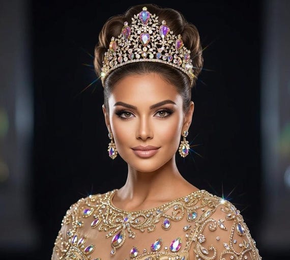 Bridal Tiara gold crystal crown wedding tiara ,women hair jewelry, gift her /1384