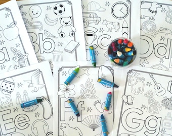 Kids Alphabet Colouring Pages | 26 letters - A-Z | Toddler & Preschool Phonics | PDF Download