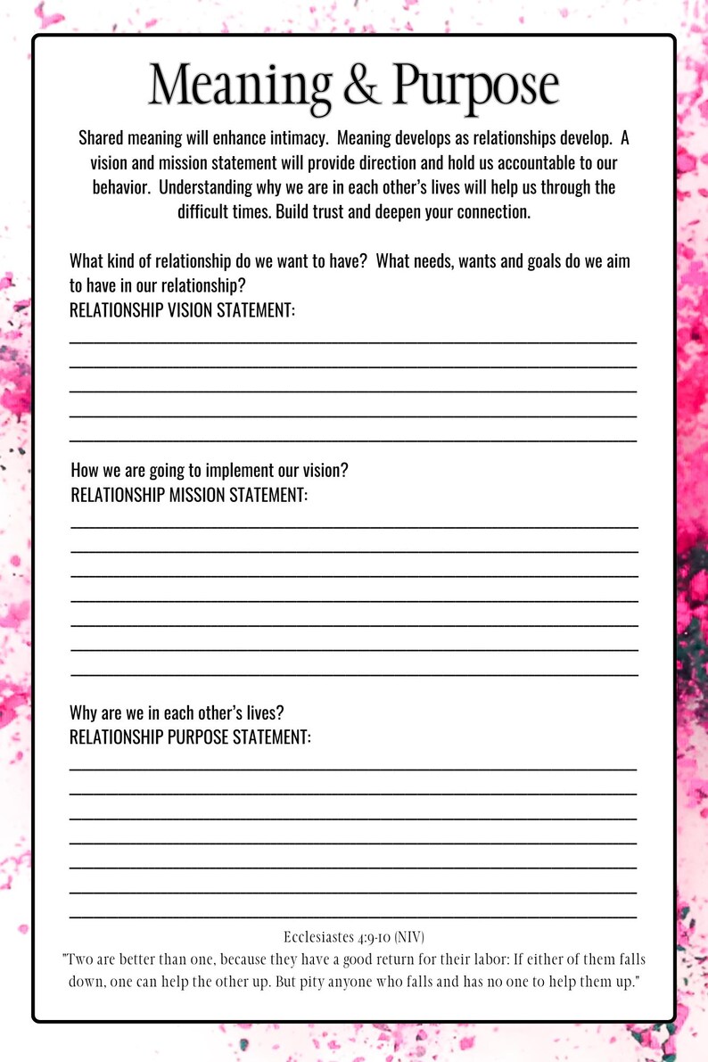 A Couple's Vision and Mission Worksheet - Etsy