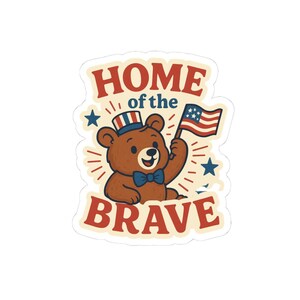 Patriotic Bear Kiss-Cut Stickers, July 4th Independence Day Decal, Red White Blue Design, Scrapbooking Labels, Laptop Decor, Planner