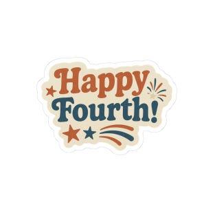 Retro Fourth of July Sticker: Patriotic Red, White & Blue Decal