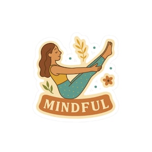 Mindful Yoga Pose Sticker: Meditation Decal, Zen Laptop Art