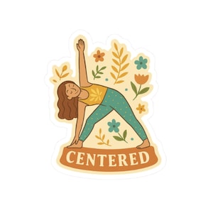 Centered Yoga Pose PNG, Relaxing, Mindfulness Laptop Decal, Namaste Car Sticker, Zen Water Bottle