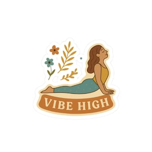 Vibe High Yoga Sticker, Meditation Decal, Mindfulness PNG download, Namaste Car Sticker, Zen Water