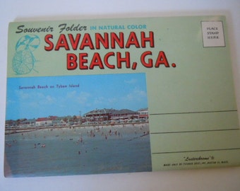 Savannah Beach Georgia Souvenir Folder Lusterchrome