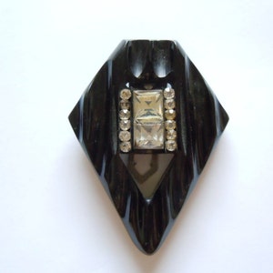 Art Deco Style Black Rhinestone Dress Clip