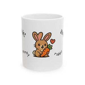 Frecher &#39;Monty&#39; Hasen Keramik-Becher &#39;Hop to it!&#39; - Kaninchen Geschenk für Tierliebhaber, perfekt für Geburtstage, Feiertage, Bürokaffee.