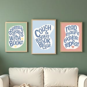 Book Themed Wall Art for Kids Room, Nursery, Home Decor, Library Wall Art - Book Lover Art Print Bundle