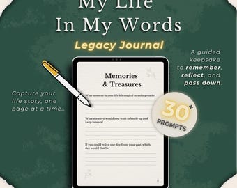 Printable Legacy Journal PDF | Life Story Book | Guided Memory Journal | Family Keepsake | Grandparent Gift | Digital Download