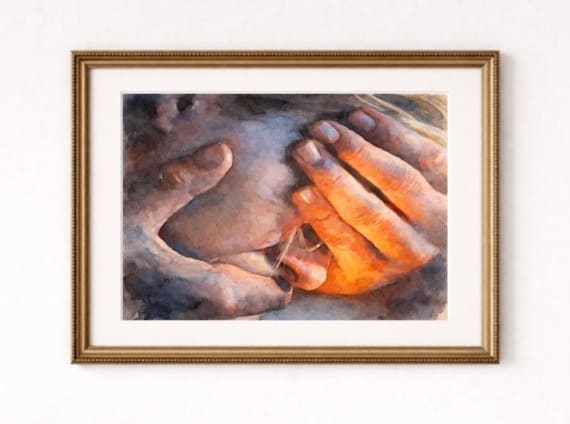 Wuthering Heights Watercolor Print – Heathcliff & Cathy Romance Hands Covering Eyes and Mouth Passion Literary Art Emily Brontë Inspired