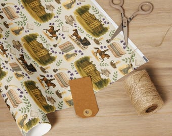 Rollo de papel de regalo de Orgullo y prejuicio de Jane Austen – Arte Regencia Cottagecore Dark Academia, Literatura para amantes de los libros, Sentido y sensibilidad