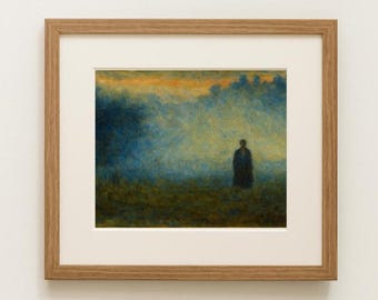 Pride and Prejudice Art Print: Mr. Darcy, Misty Morning Walk Regency Landscape Romantic Painting