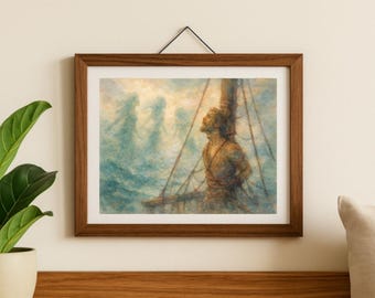 The Odyssey Watercolor Print – Odysseus and the Sirens Art, Greek Mythology Wall Art, Classic Literature Print, Gift for Readers