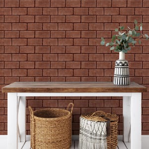 Papel de parede de tijolo marrom escuro, mural de parede de tijolo falso, decoração de casa com aparência rústica industrial fosca, papel de parede removível e autoadesivo, realista