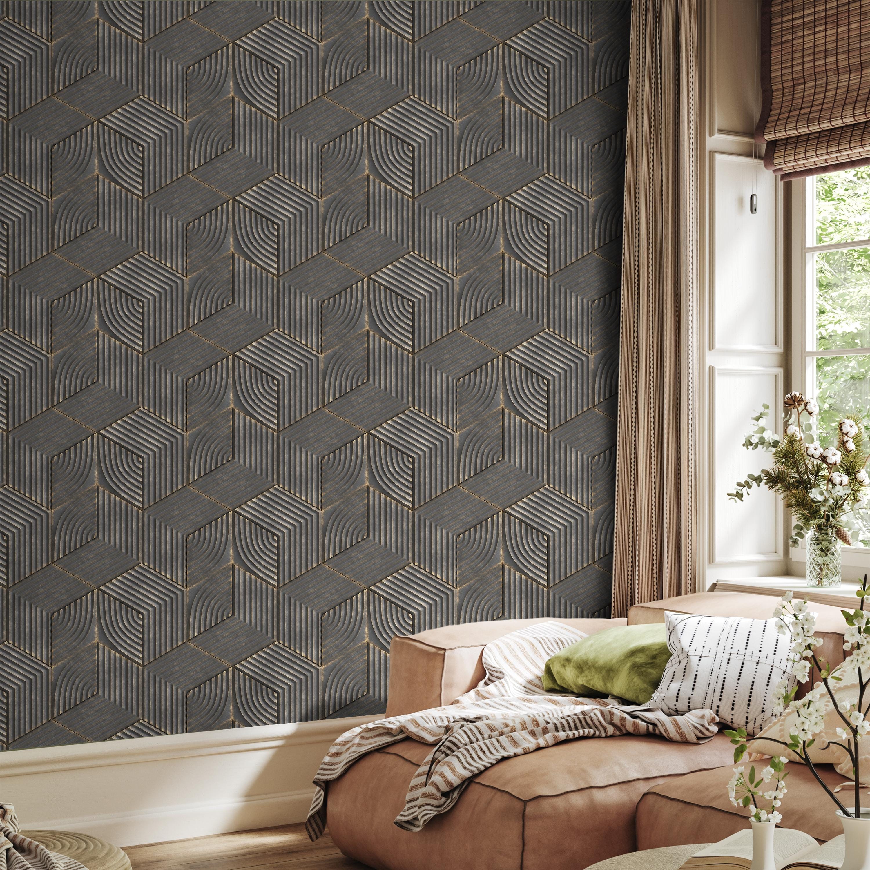 Dark Geometric Cube Tile Wallpaper Optical Illusion Wall Mural For Dark Geometric Cube Tile Wallpaper Optical Illusion Wall Mural For