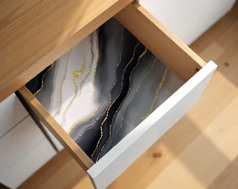 Abstraktes Marmor Kontaktpapier, Schubladeneinlage in Steinoptik, schwarz graue selbstklebende Tapete, Wandbild zum Schälen und Aufkleben, entfernbare Luxuswand